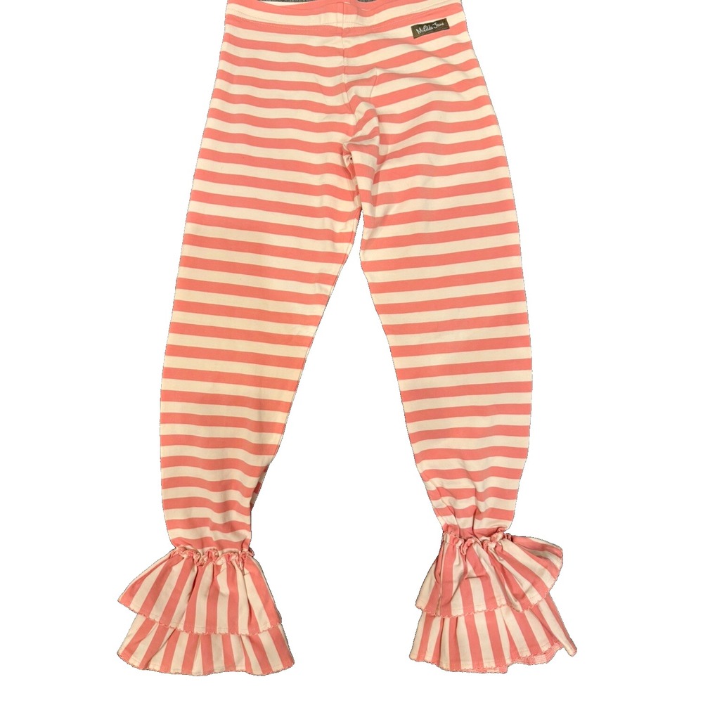 Matilda Jane Girls Pink Stripe Wonderment Just for Fun Benny Ruffle Leggings 10